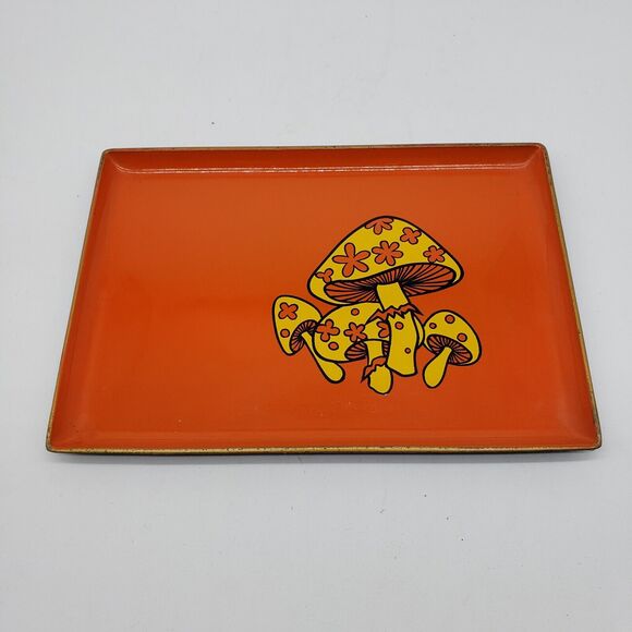 takahashi Other - RARE Vintage 1970's Takahashi of Japan Orange Mushroom Drink Rolling Tray 5x7